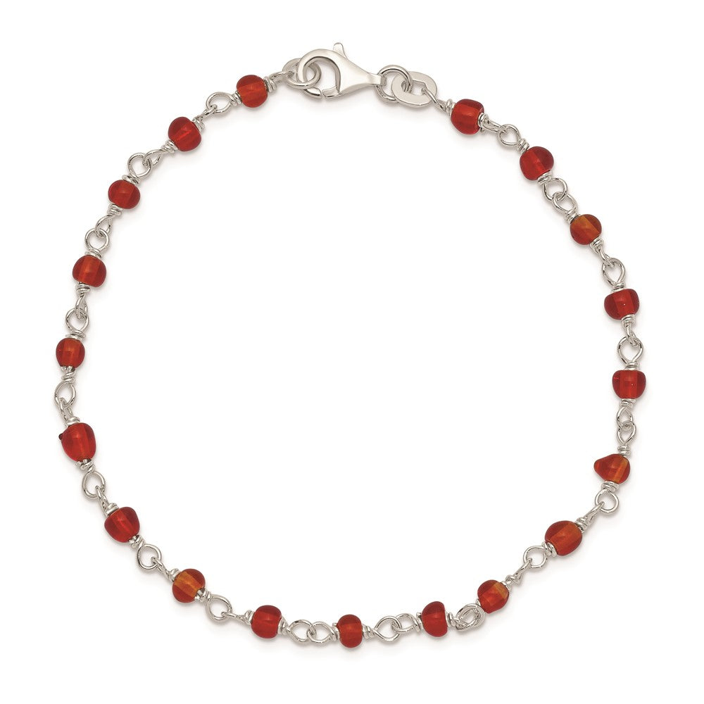 FJC Finejewelers Sterling Silver Dark Red Cubic Zirconia Polished Bracelet with Lobster Clasp
