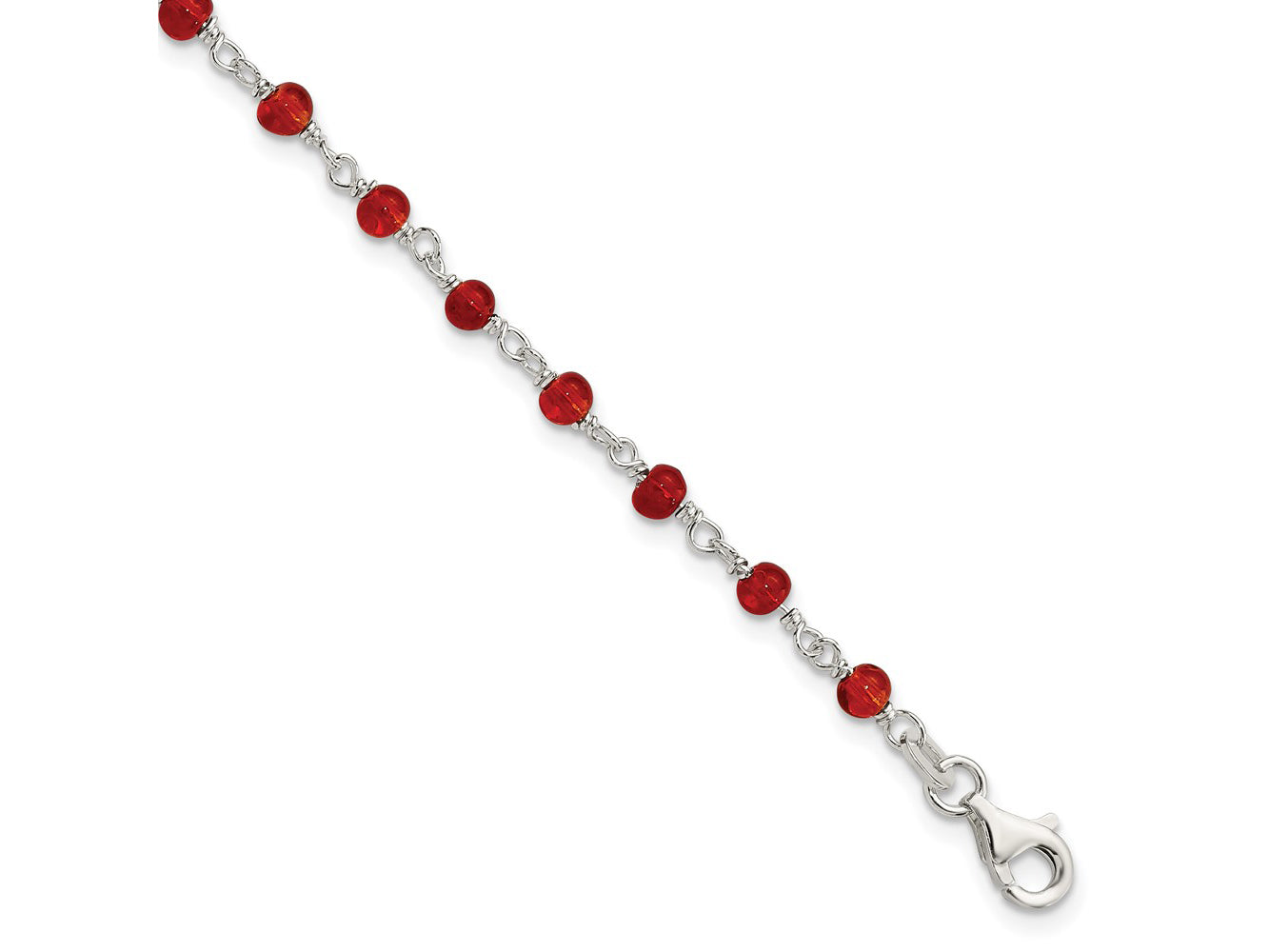 FJC Finejewelers Sterling Silver Dark Red Cubic Zirconia Polished Bracelet with Lobster Clasp