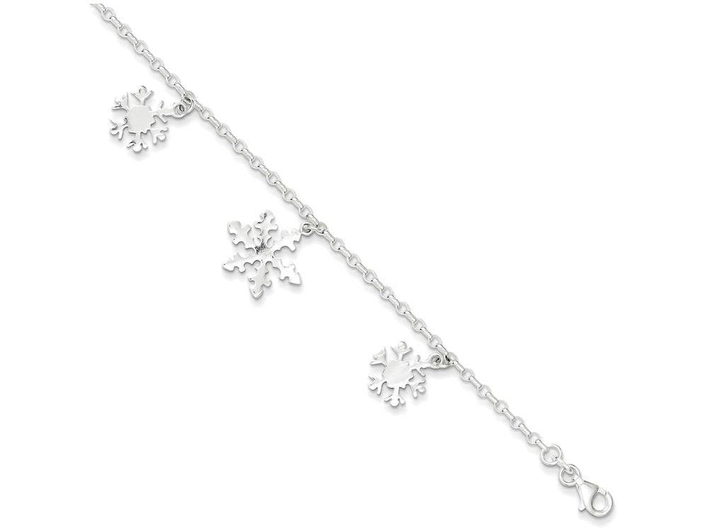 FJC Finejewelers Sterling Silver bright-cut Snowflake Bracelet