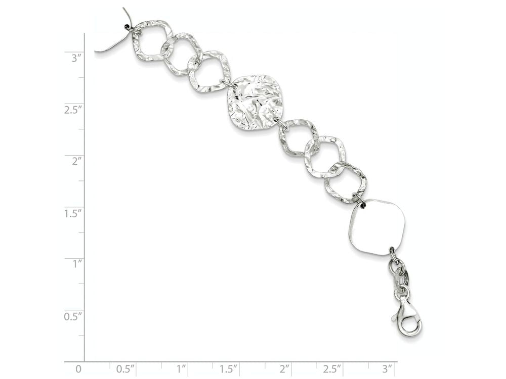 FJC Finejewelers Sterling Silver Polished and Textured Fancy Link Bracelet