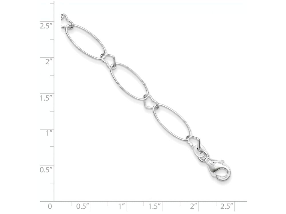 FJC Finejewelers Sterling Silver Oval Link W/hearts Bracelet