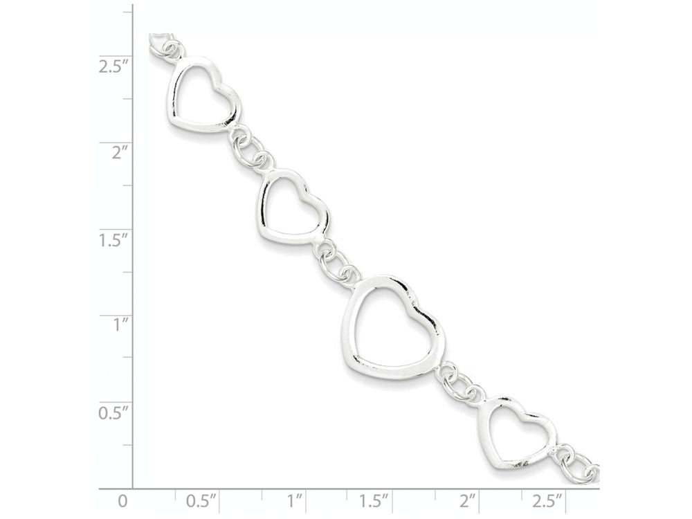 FJC Finejewelers Sterling Silver Polished Heart Fancy Link Bracelet