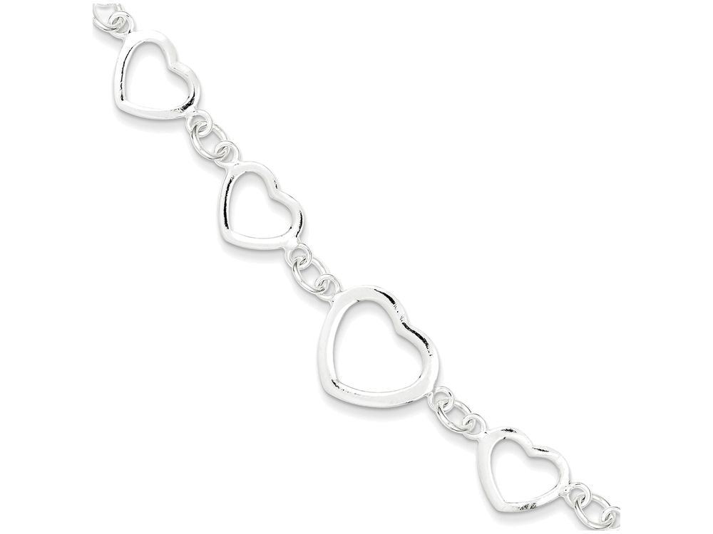 FJC Finejewelers Sterling Silver Polished Heart Fancy Link Bracelet