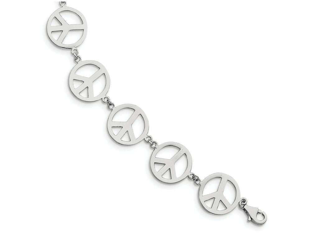 FJC Finejewelers Sterling Silver 7.25in Peace Symbol Bracelet