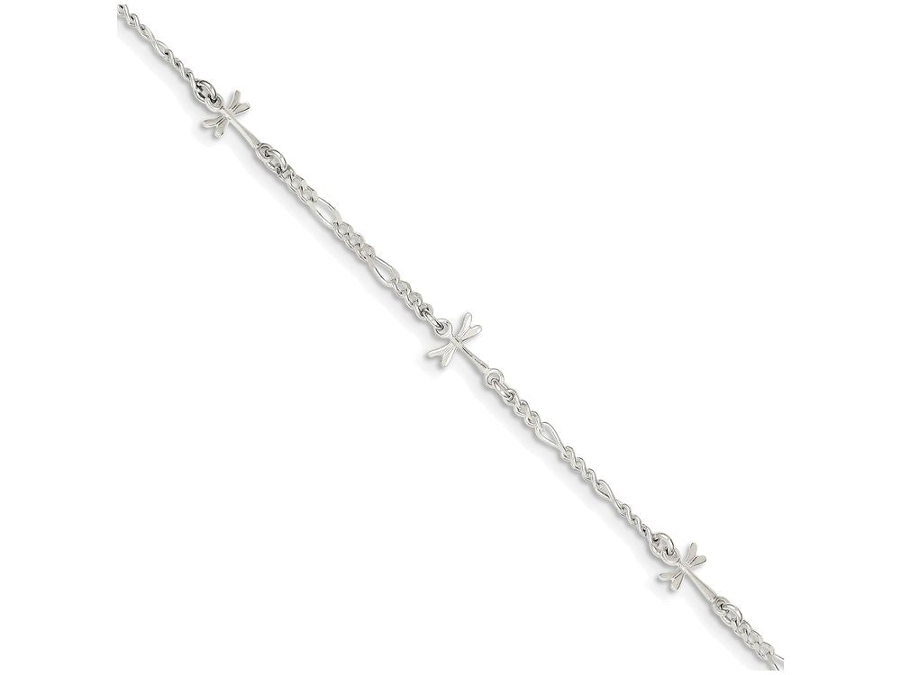 FJC Finejewelers Sterling Silver Polished Dragonfly W/ 1in Ext. Anklet