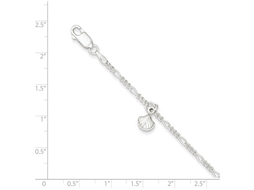 FJC Finejewelers Sterling Silver Polished Shell W/ 1in Ext. Anklet