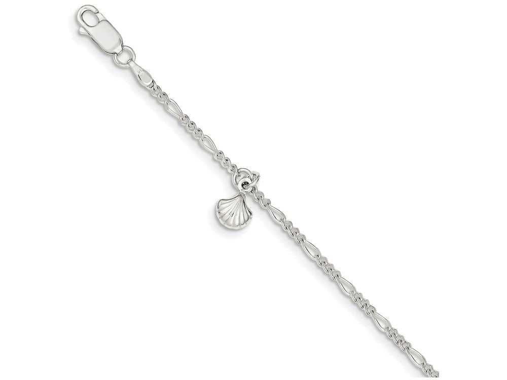 FJC Finejewelers Sterling Silver Polished Shell W/ 1in Ext. Anklet