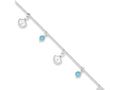 FJC Finejewelers Sterling Silver Polished Shell And Turquoise W/ 1in Ext. Anklet