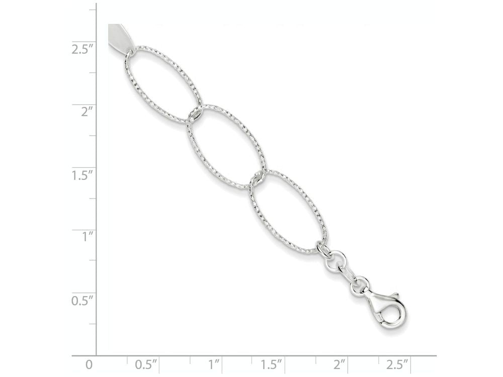 FJC Finejewelers Sterling Silver Polished And Textured Oval Link Bracelet