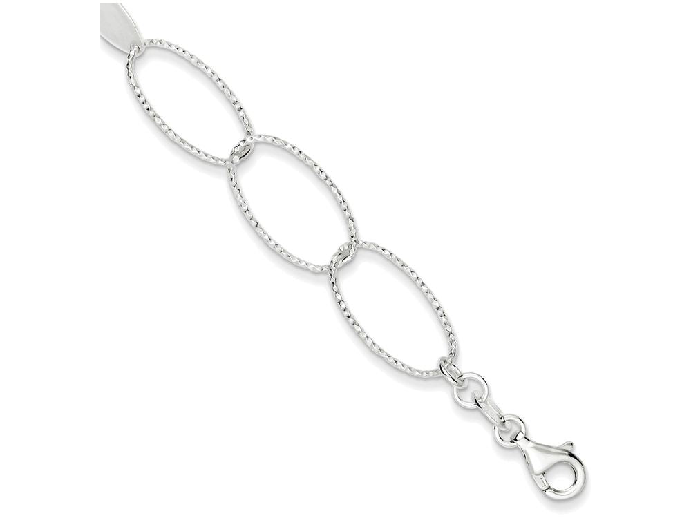 FJC Finejewelers Sterling Silver Polished And Textured Oval Link Bracelet