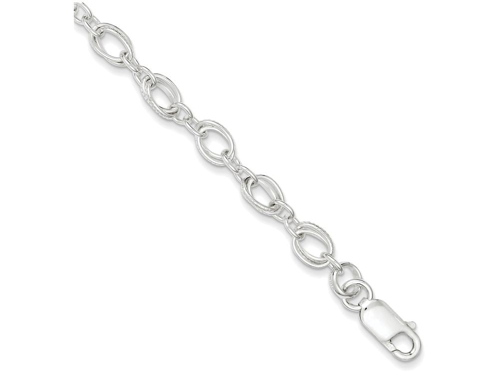 FJC Finejewelers Sterling Silver Polished And Textured Fancy Bracelet