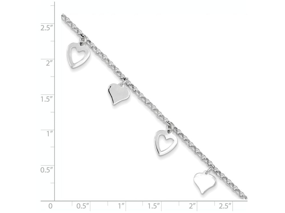 FJC Finejewelers Sterling Silver Polished Heart Bracelet