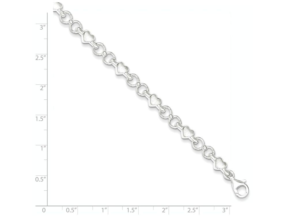 FJC Finejewelers Sterling Silver Polished And Brushed Hearts And Circles Bracelet