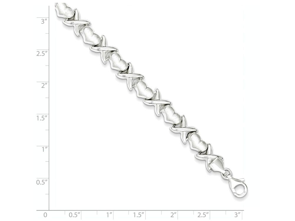 FJC Finejewelers Sterling Silver Polished And Satin X And Hearts Bracelet
