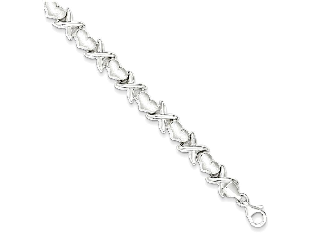 FJC Finejewelers Sterling Silver Polished And Satin X And Hearts Bracelet