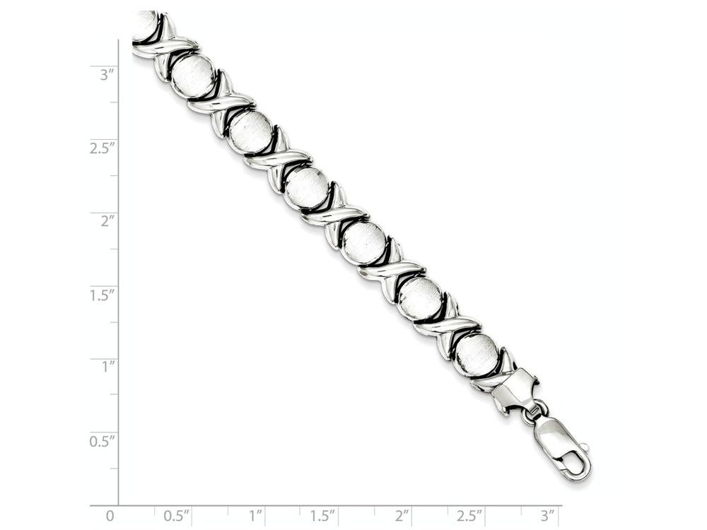 FJC Finejewelers Sterling Silver Rhodium Polished And Brushed X's And O's Bracelet