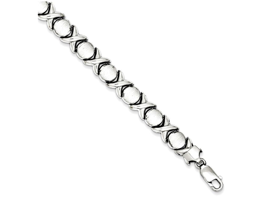 FJC Finejewelers Sterling Silver Rhodium Polished And Brushed X's And O's Bracelet