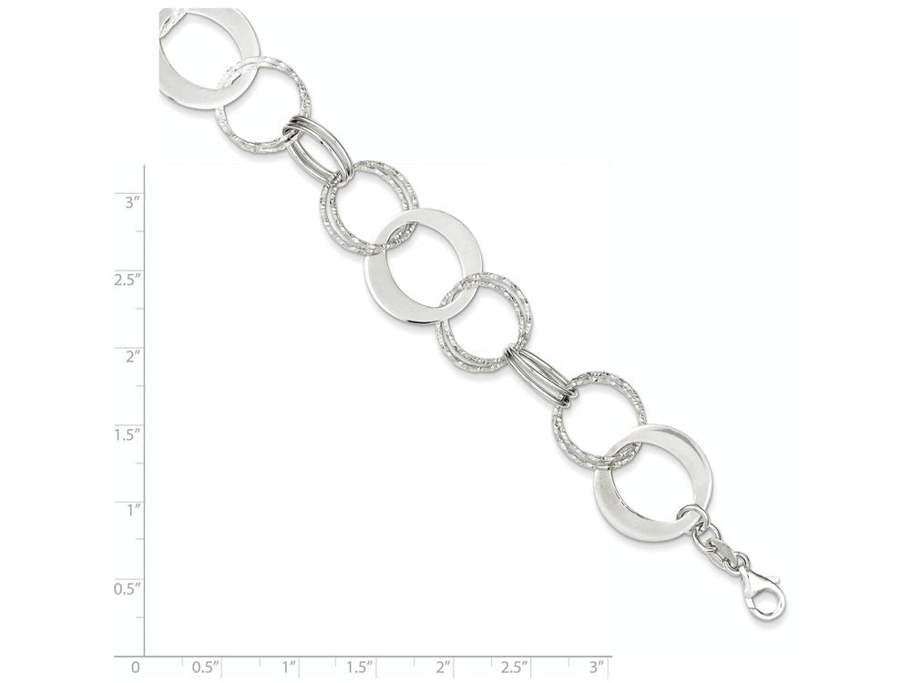 FJC Finejewelers Sterling Silver Polished And Textured Circle Link Bracelet