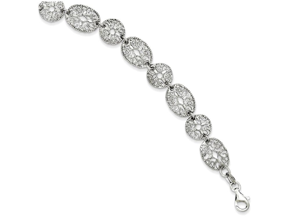 FJC Finejewelers Sterling Silver Rhodium Polished Circles Bracelet
