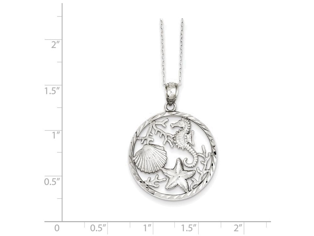 FJC Finejewelers Sterling Silver Seahorse, Starfish And Shell Pendant Necklace - Chain Included