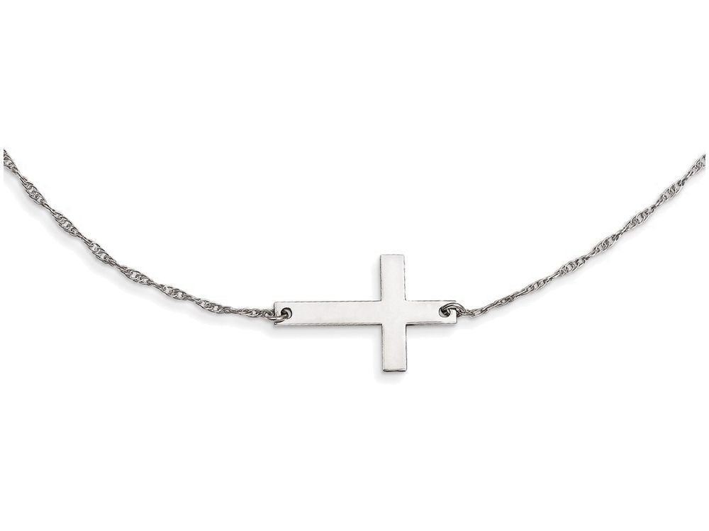 FJC Finejewelers Sterling Silver Large Sideways Cross Necklace