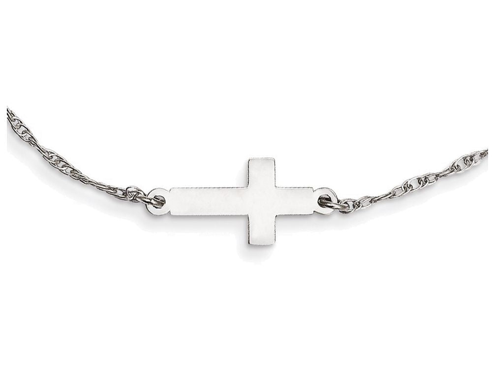 FJC Finejewelers Sterling Silver Small Sideways Cross Necklace