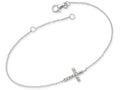 FJC Finejewelers Sterling Silver With CZ Sideways Cross W 1 In Ext Bracelet