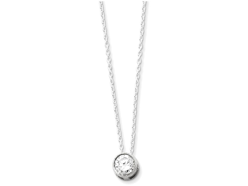 FJC Finejewelers Sterling Silver Cubic Zirconia Pendant On 16 Chain Necklace