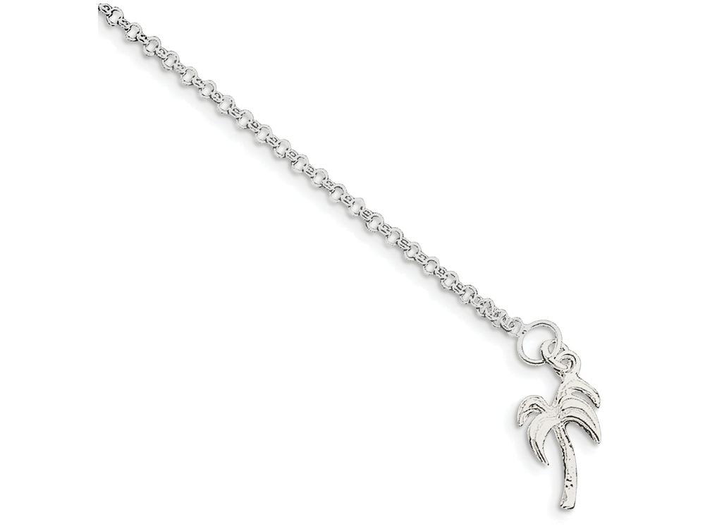FJC Finejewelers Sterling Silver 10inch Solid Polished Palm Tree Anklet