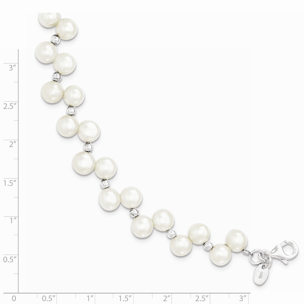 FJC Finejewelers Sterling Silver Freshwater Cultured Button Pearl 7.5in Bracelet