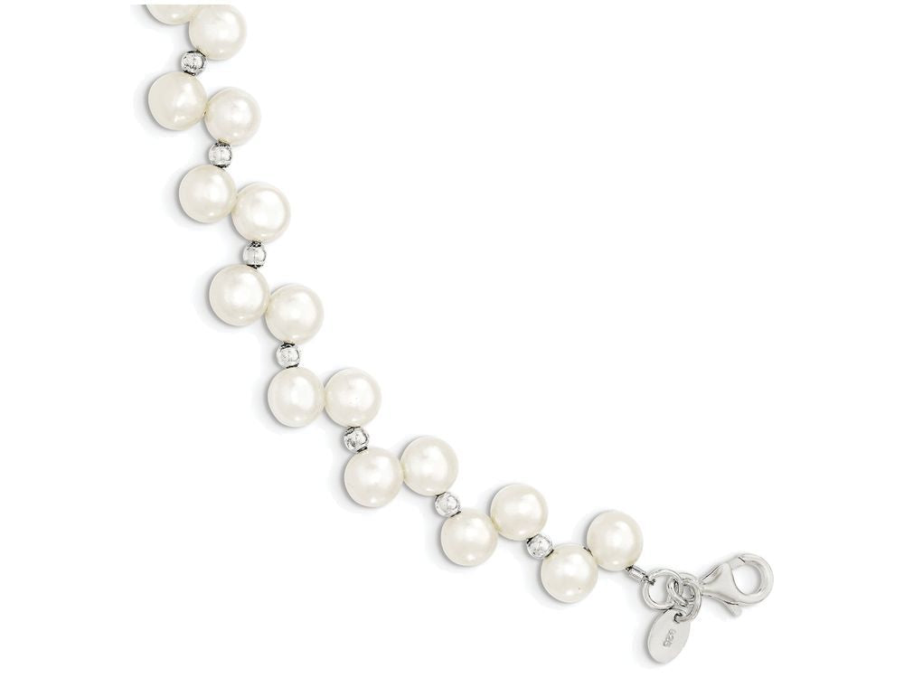 FJC Finejewelers Sterling Silver Freshwater Cultured Button Pearl 7.5in Bracelet