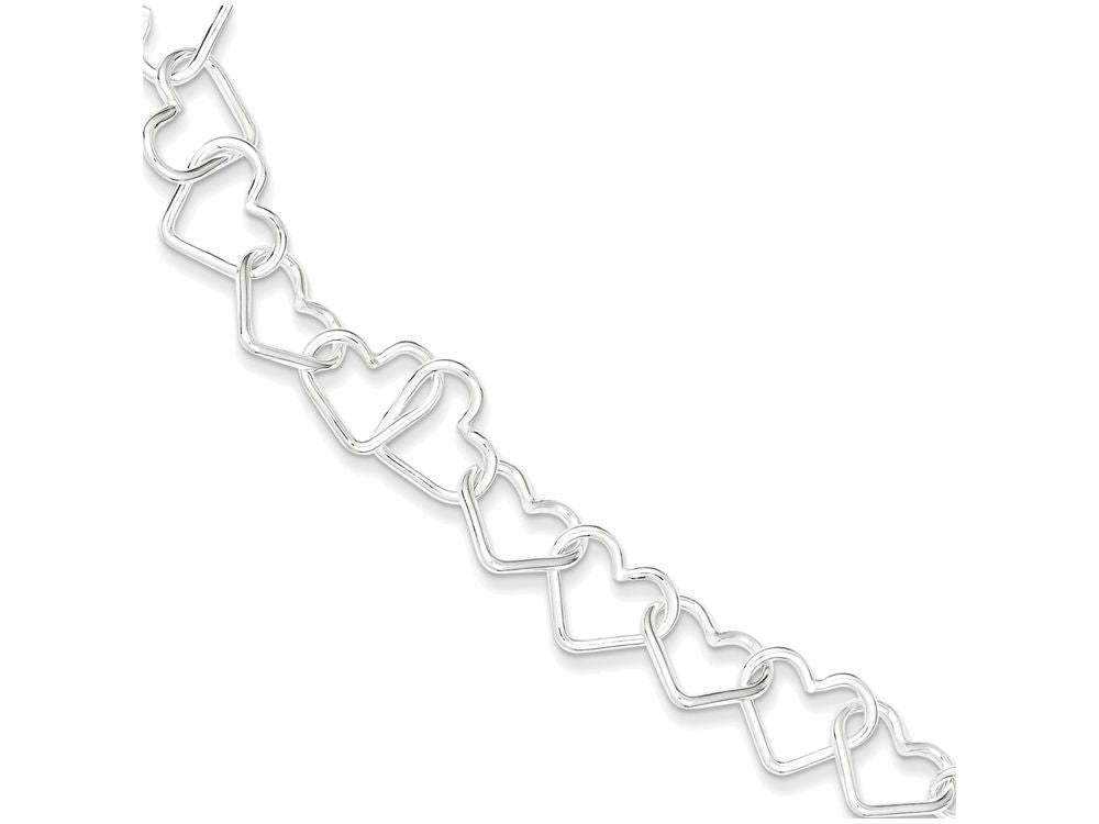 FJC Finejewelers Sterling Silver Polished Fancy Large Heart Link Bracelet