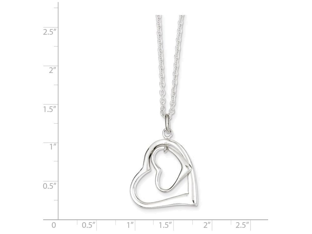 FJC Finejewelers Sterling Silver Double Heart Necklace