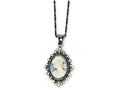 FJC Finejewelers Sterling Silver Blue Crystal Cameo Pendant Necklace W/ 16 Chain - Chain Included