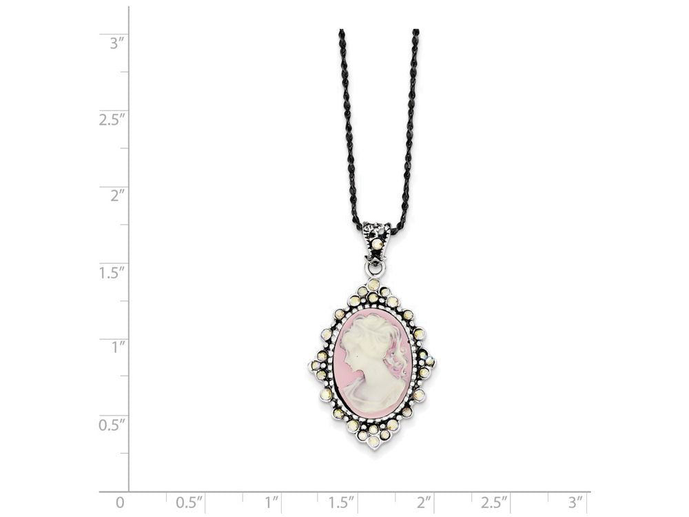 FJC Finejewelers Sterling Silver Crystal Cameo Pendant Necklace W/ 16 Chain - Chain Included