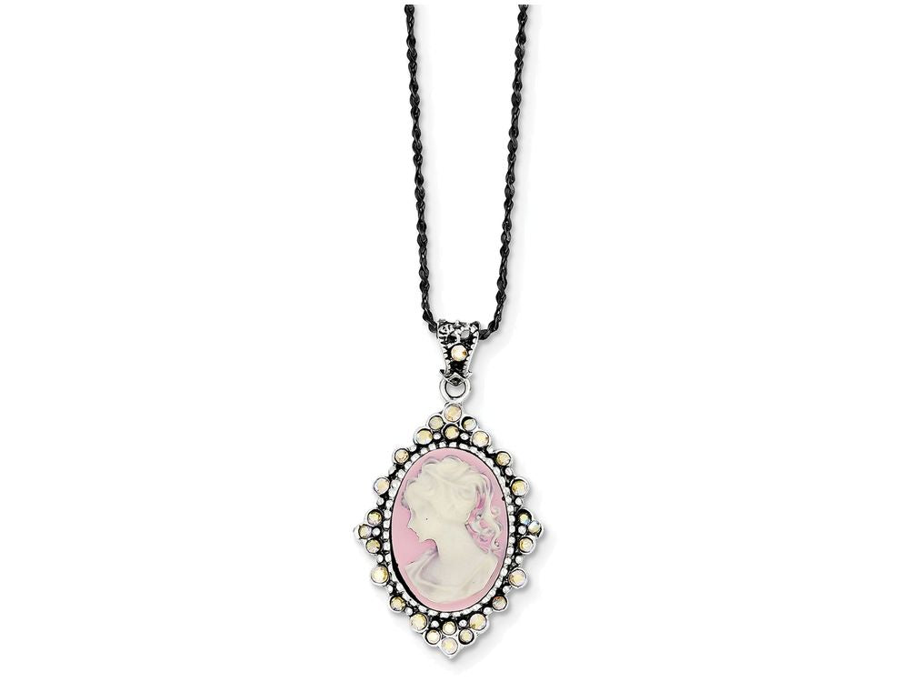 FJC Finejewelers Sterling Silver Crystal Cameo Pendant Necklace W/ 16 Chain - Chain Included