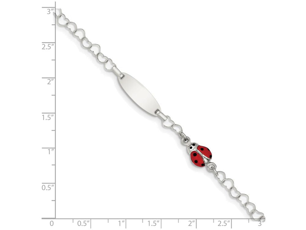 FJC Finejewelers Sterling Silver Polished Lady Bug Baby Engraveable Id Bracelet