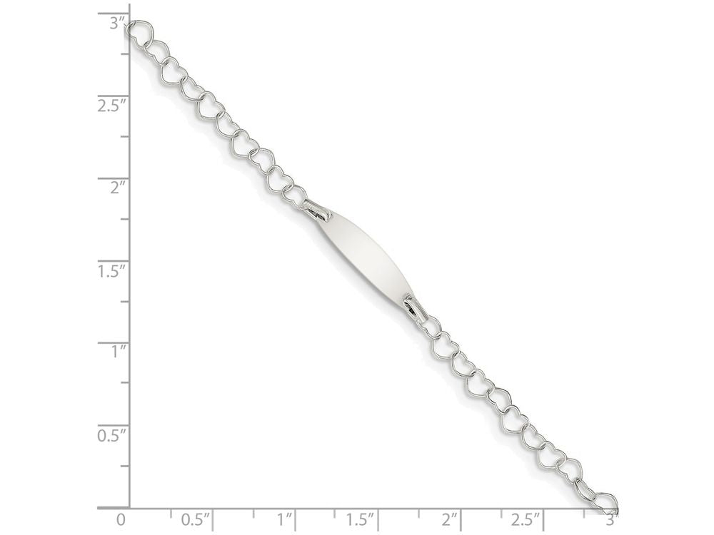 FJC Finejewelers Sterling Silver Polished Engraveable Children's Id Heart Link Bracelet