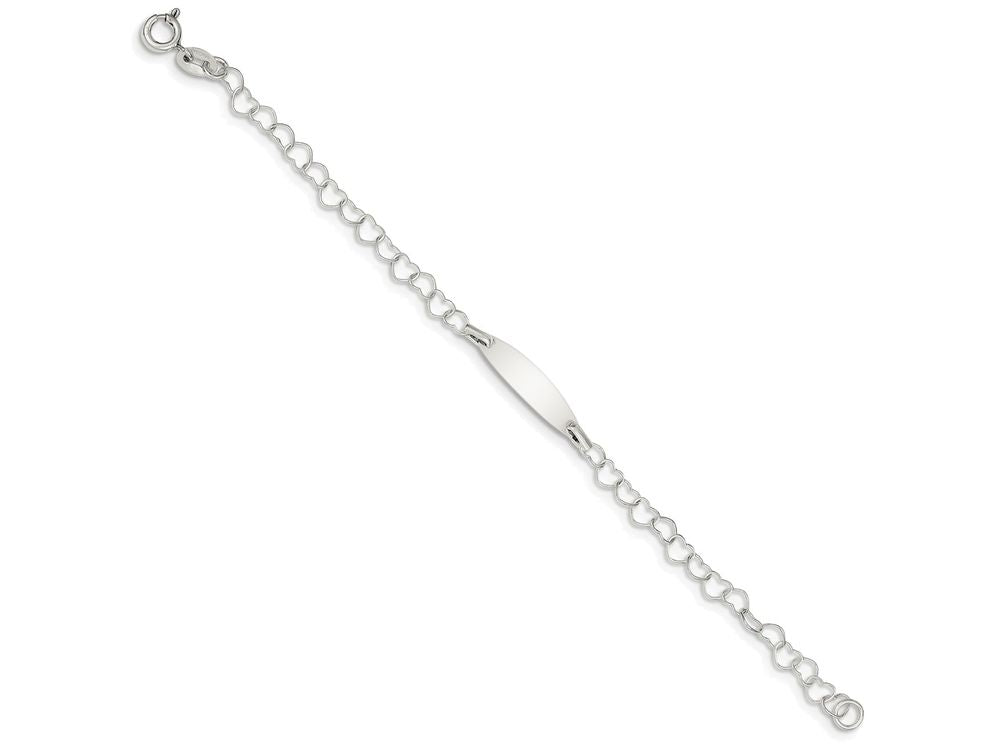 FJC Finejewelers Sterling Silver Polished Engraveable Children's Id Heart Link Bracelet