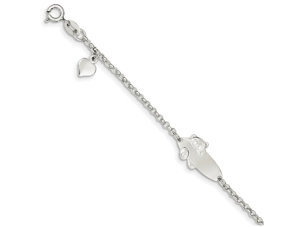 FJC Finejewelers Sterling Silver Polished Teddy Bear Baby Engraveable Id Bracelet