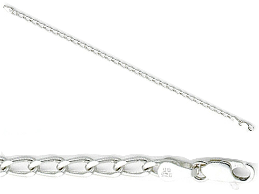 Amore LaVita Sterling Silver 3.2mm Open Link Charm Bracelet 7 inches
