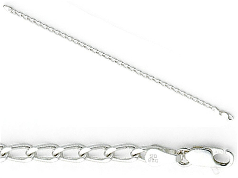 Amore LaVita Sterling Silver 3.2mm Open Link Charm Bracelet 8 inches