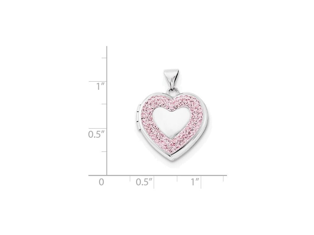 FJC Finejewelers Sterling Silver 18mm Heart Light Rose Preciosa Elements Border Locket Necklace