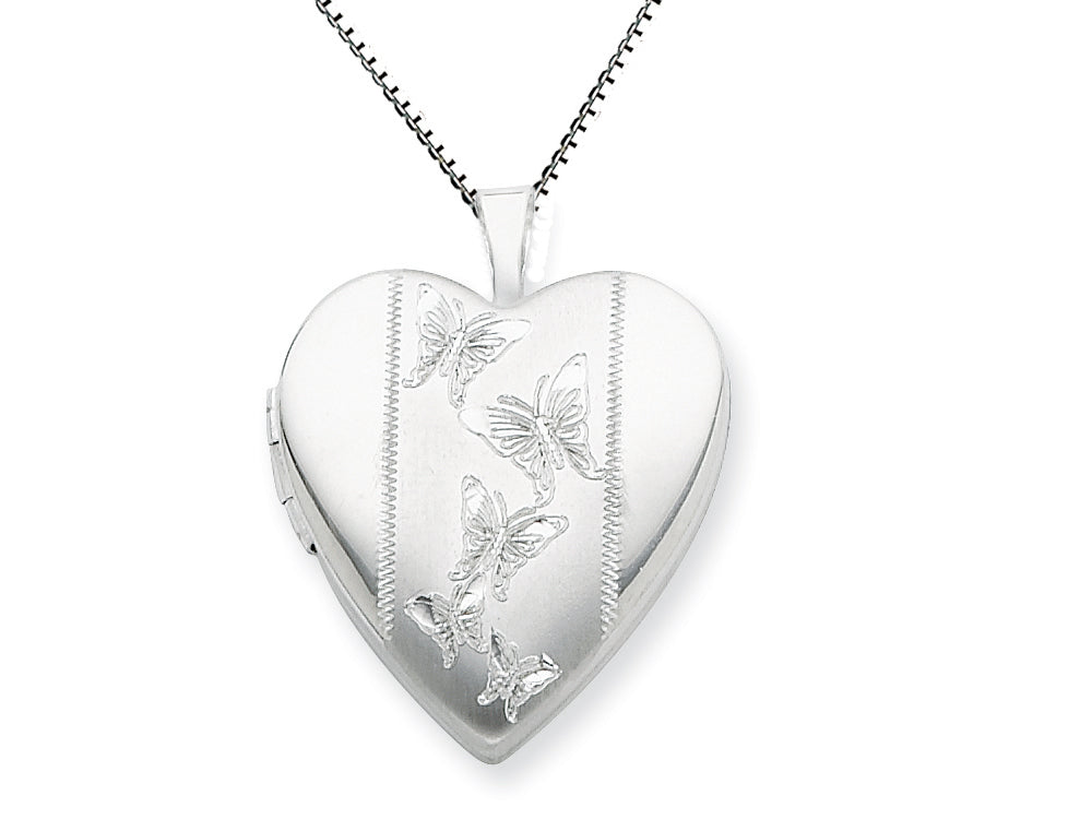 FJC Finejewelers 925 Sterling Silver 20mm with Butterflies Heart Locket Necklace - Chain Included