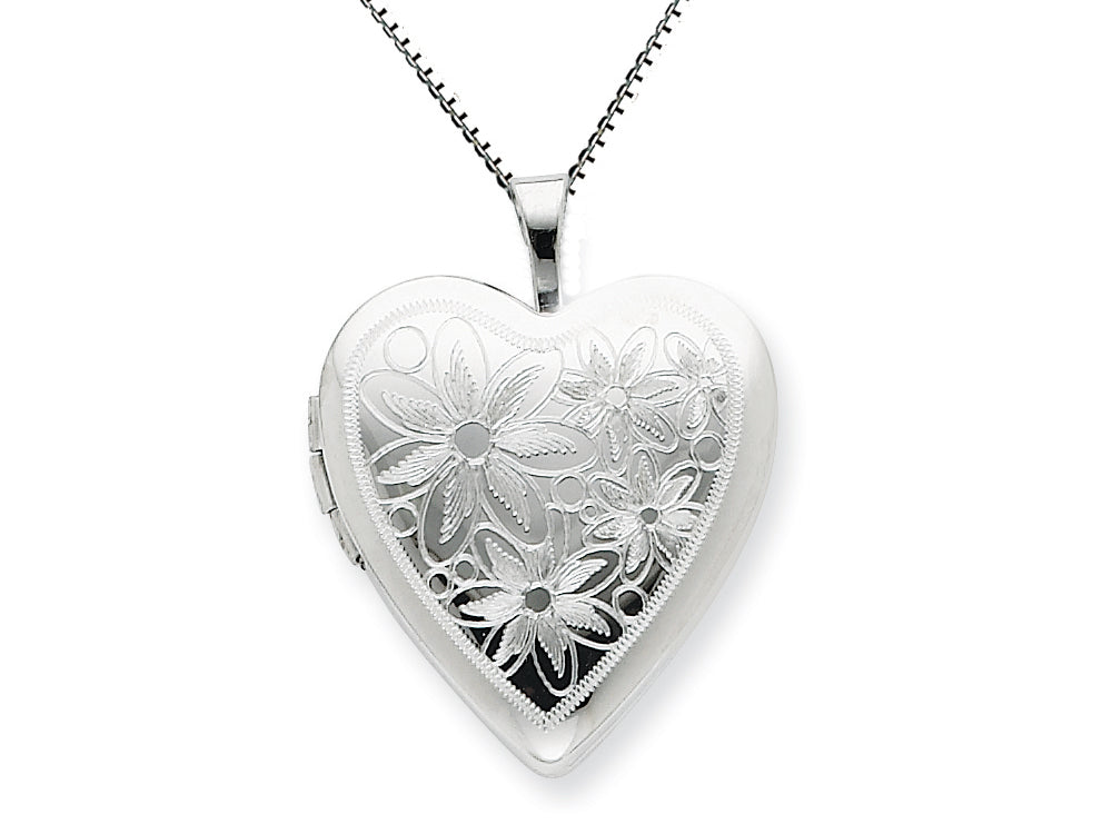 FJC Finejewelers 925 Sterling Silver 20mm with Daisies Heart Locket Necklace - Chain Included