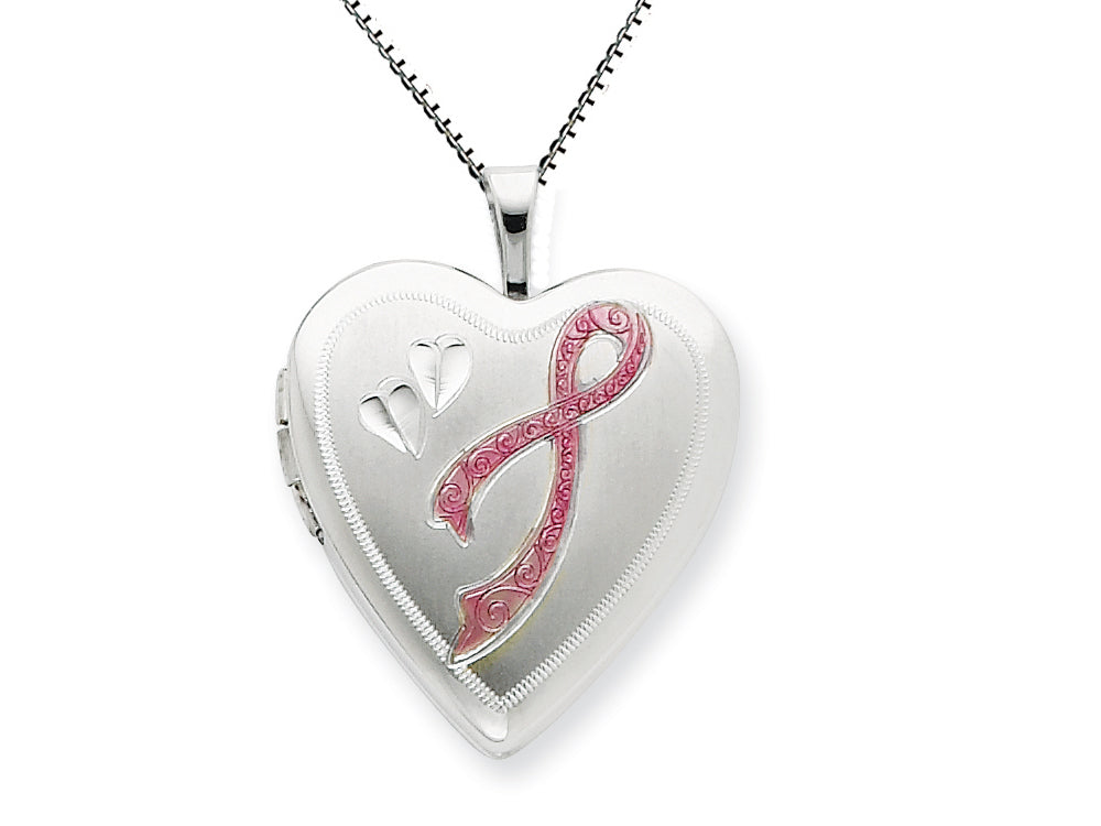 FJC Finejewelers 925 Sterling Silver 20mm Enameled Awarness Design Heart Locket Necklace - Chain Included