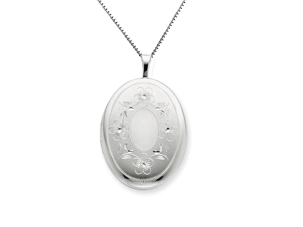 FJC Finejewelers 925 Sterling Silver 20mm Oval with Flowers Oval Locket Necklace - Chain Included