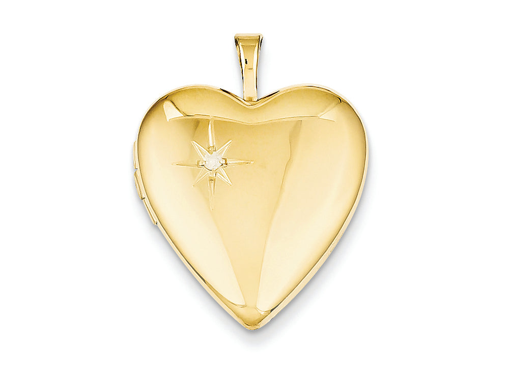 FJC Finejewelers 1/20 Gold Filled 20mm Diamond Heart Locket Necklace - Chain Included