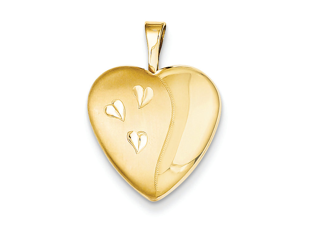 FJC Finejewelers 1/20 Gold Filled 16mm Satin and Polished Heart Locket Necklace - Chain Included