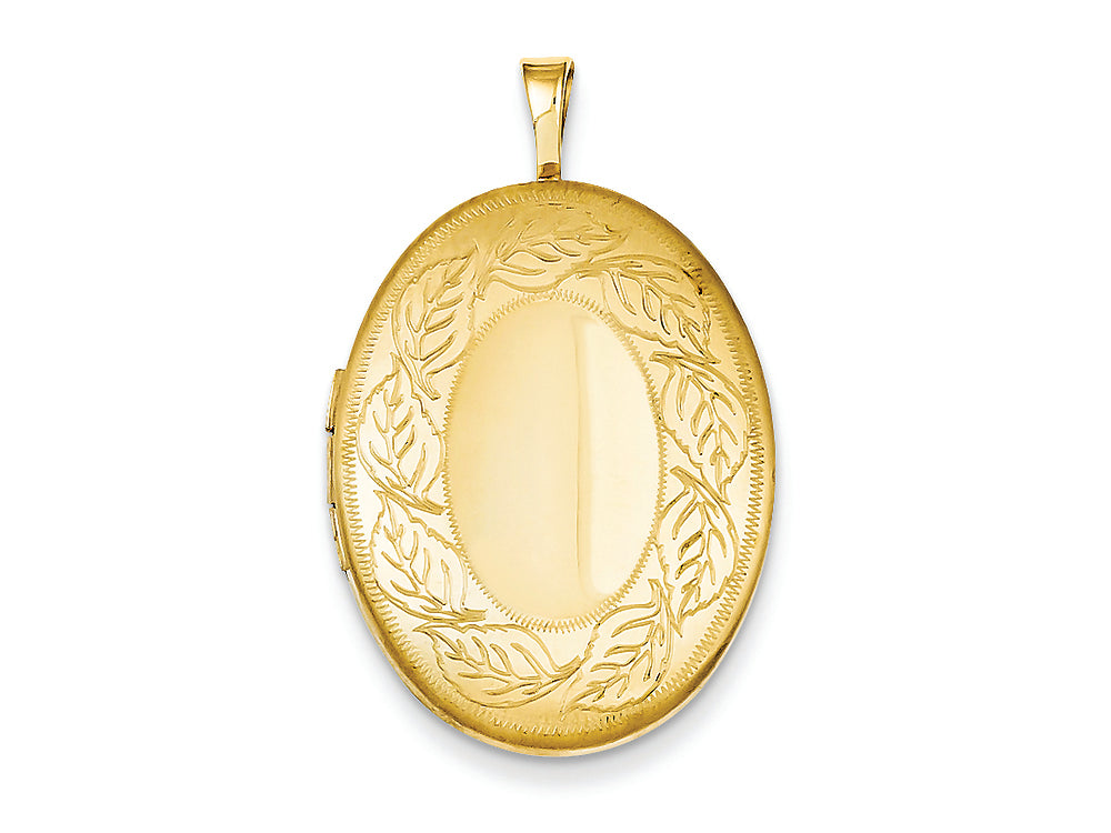 FJC Finejewelers 1/20 Gold Filled 20mm Leaf Border Oval Locket Necklace - Chain Included